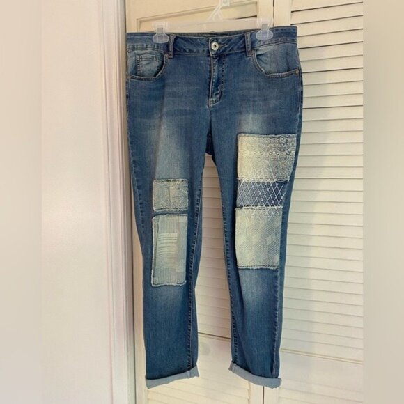 Patchwork Denim Jeans By Cato Est. 1946 Size 10 Mid-Rise Contemporary Style - Picture 1 of 8